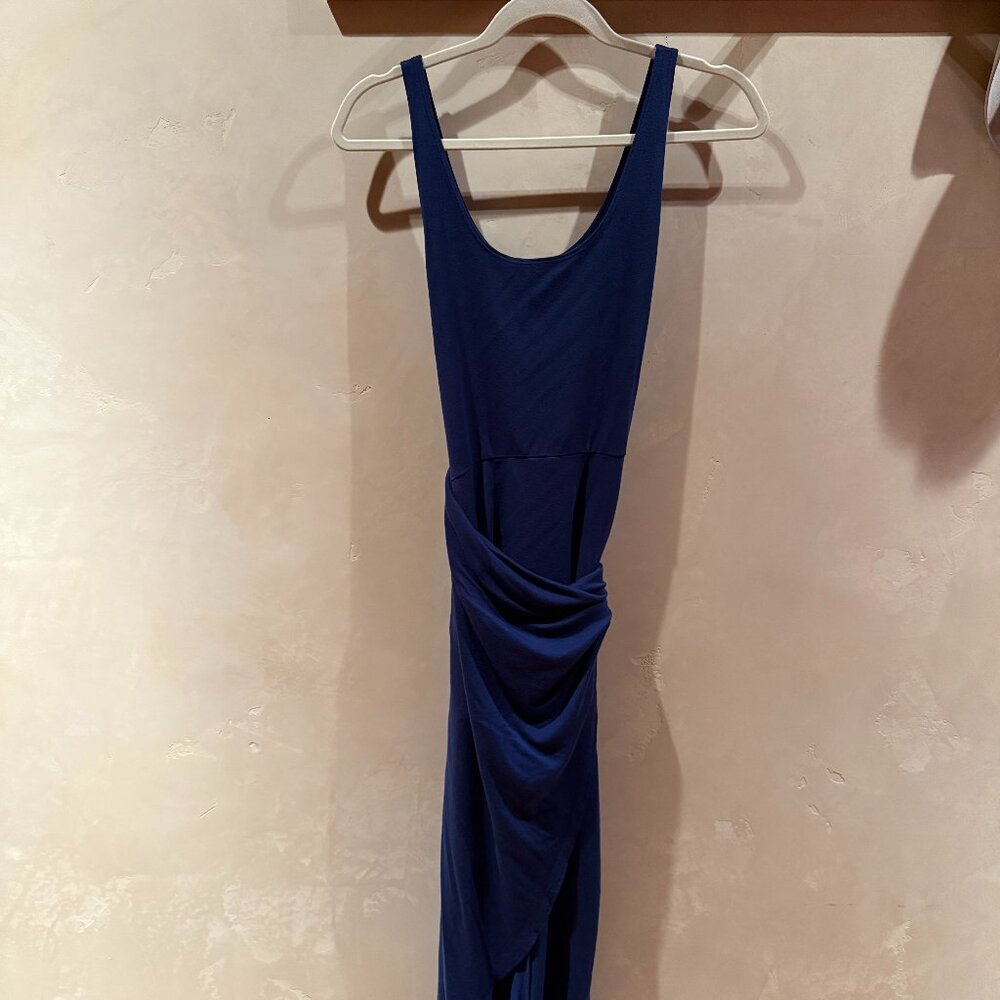 Reformation Jeans Kaila Knit Sleeveless Wrap Midi Dress in Blue Size Small